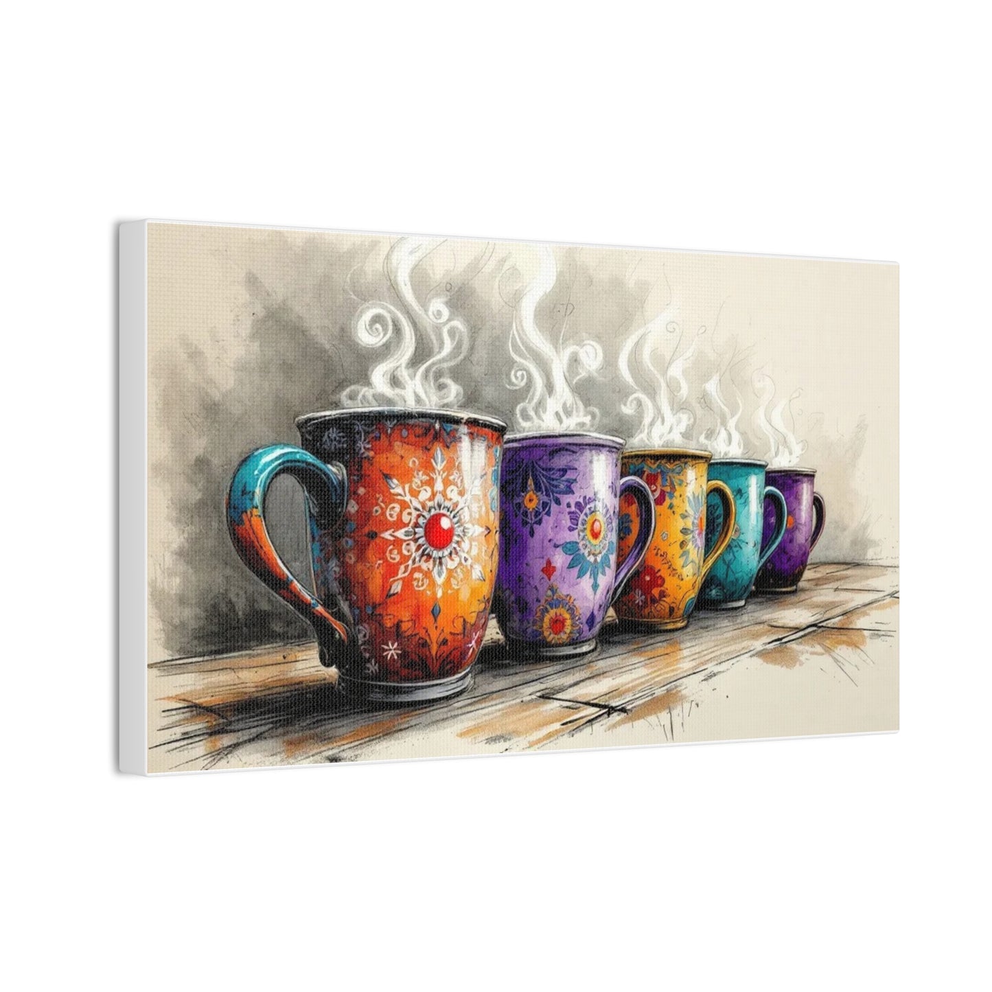 Coffee Mug Canvas Wall Art Print (2 of 3), 14" X 8"