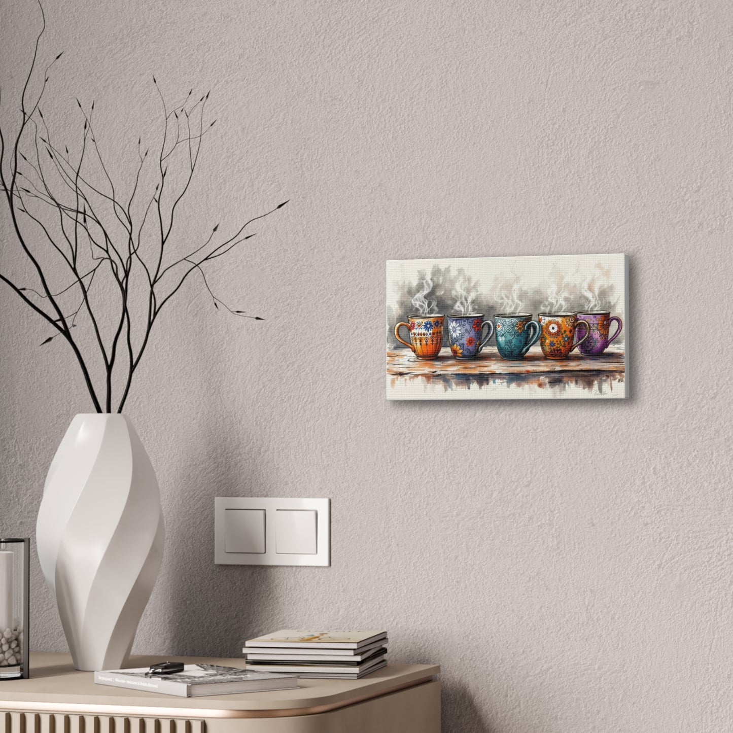 Coffee Mug Print Canvas Wall Art Print (3 of 3), 14” X 8”