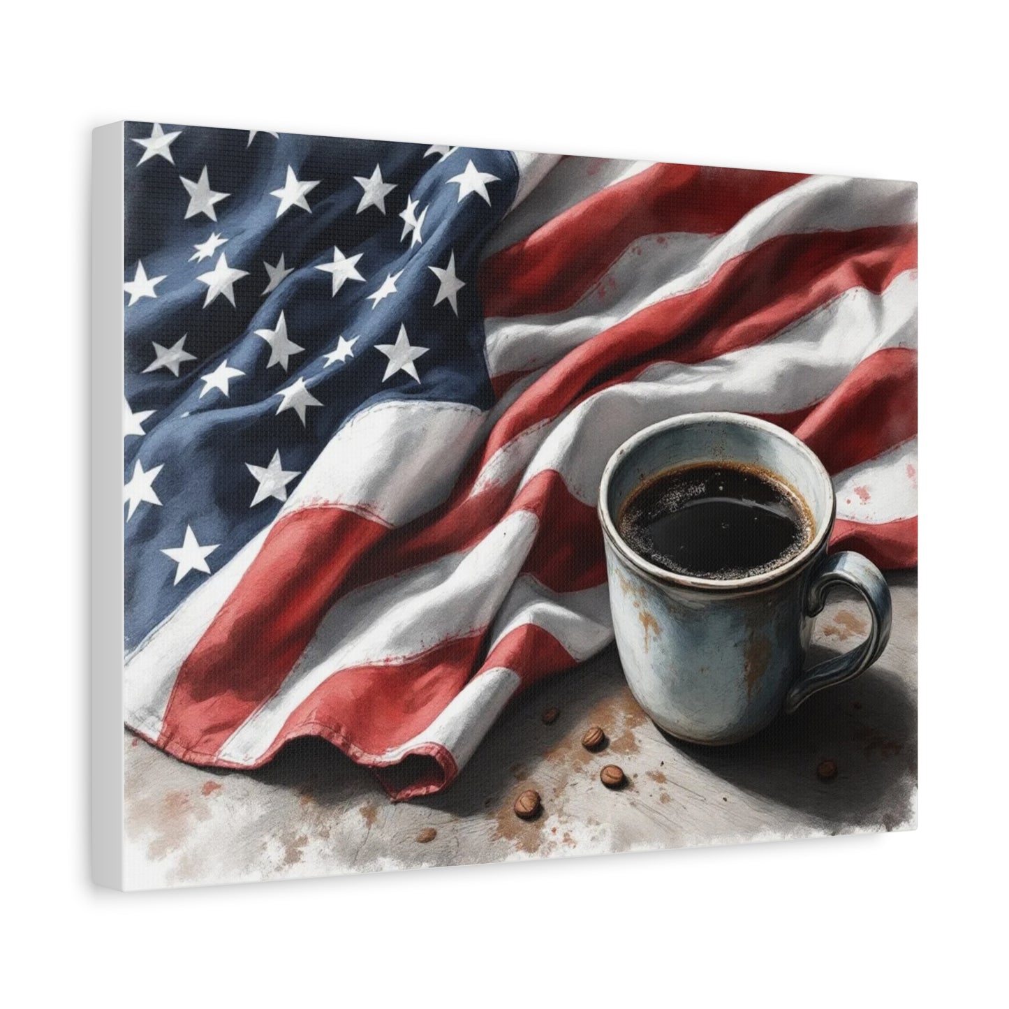 American Flag, Patriotic Canvas Wall Art Print, 16” X 12”
