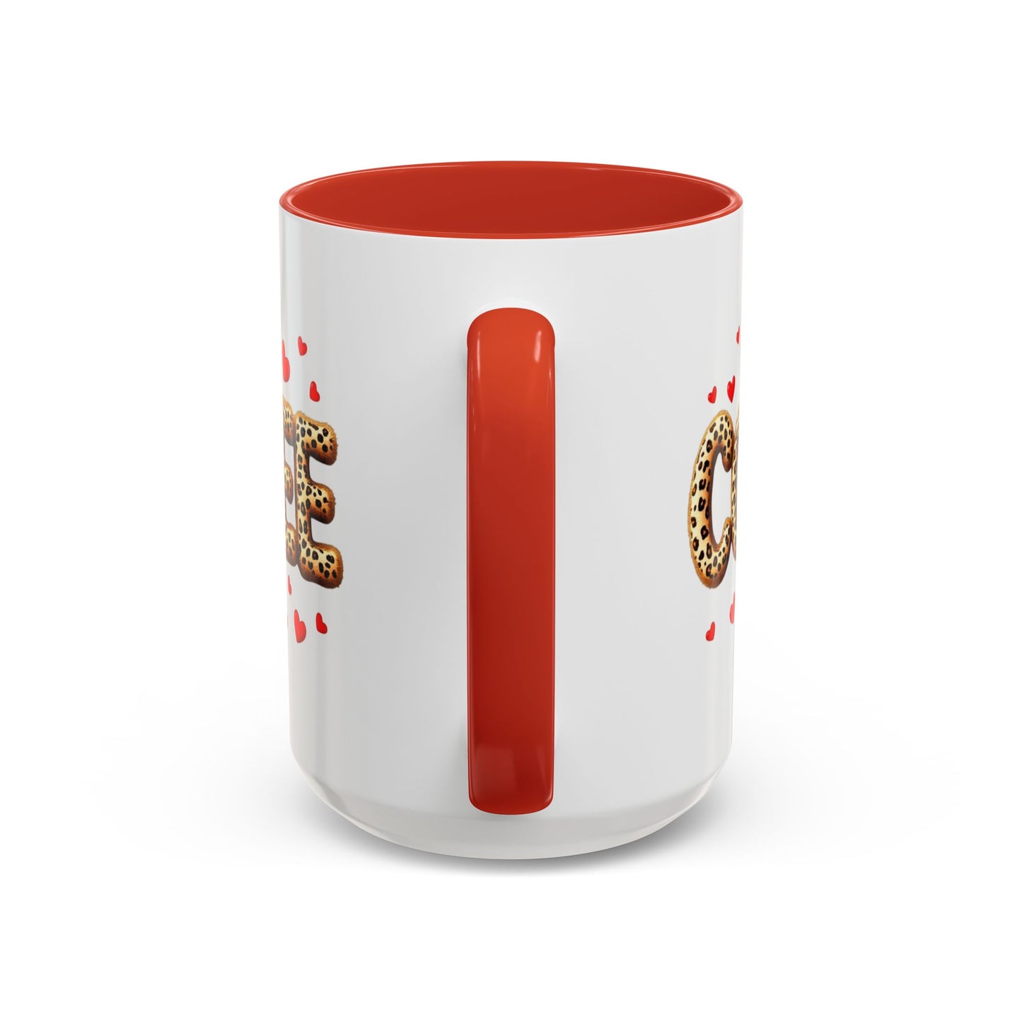 Leopard Print Coffee Mug with Hearts, Large 15oz