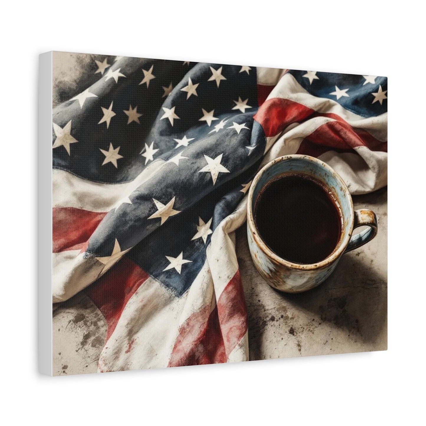 Patriotic American Flag, Coffee Canvas Wall Art Print, 16” X 12”