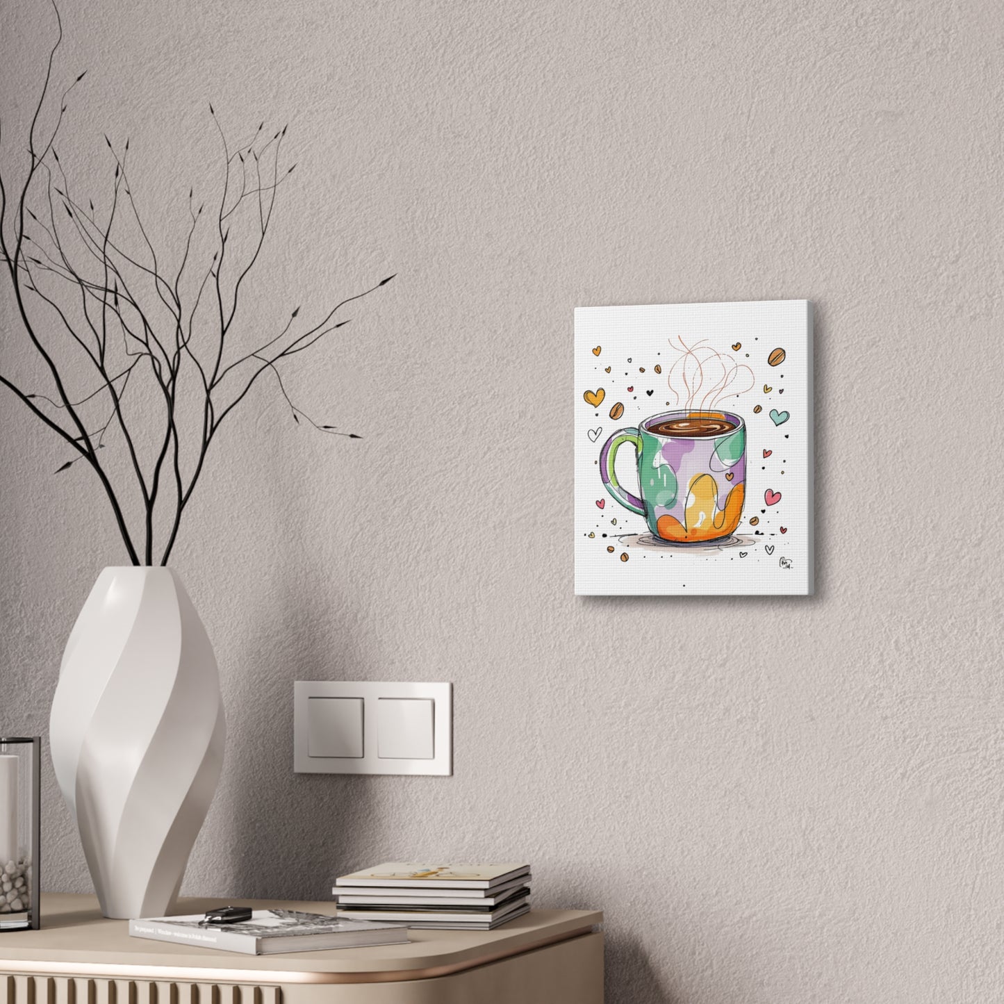 Colorful Mug Canvas Wall Art Print, 10" X 12"