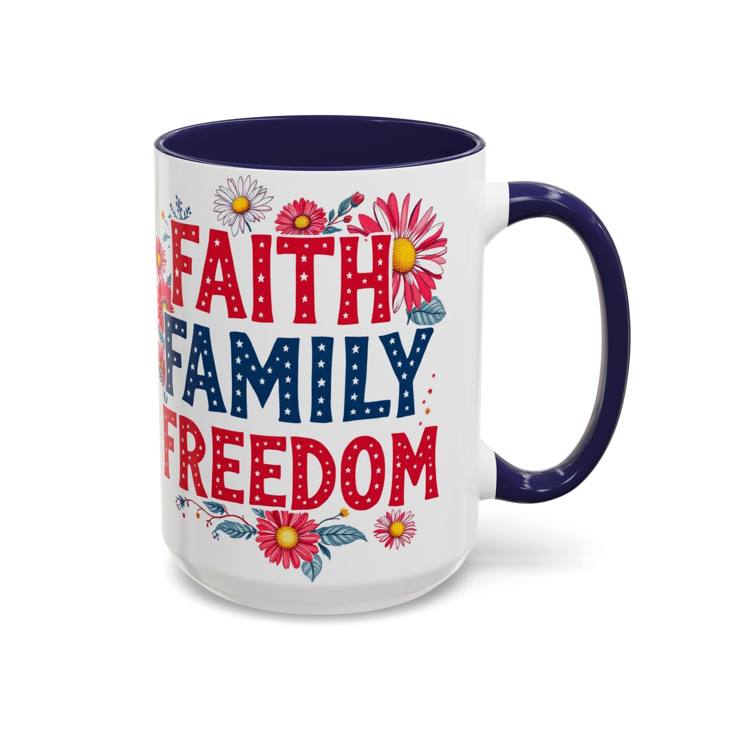 Faith Family Freedom Floral Coffee Mug, Large 15oz