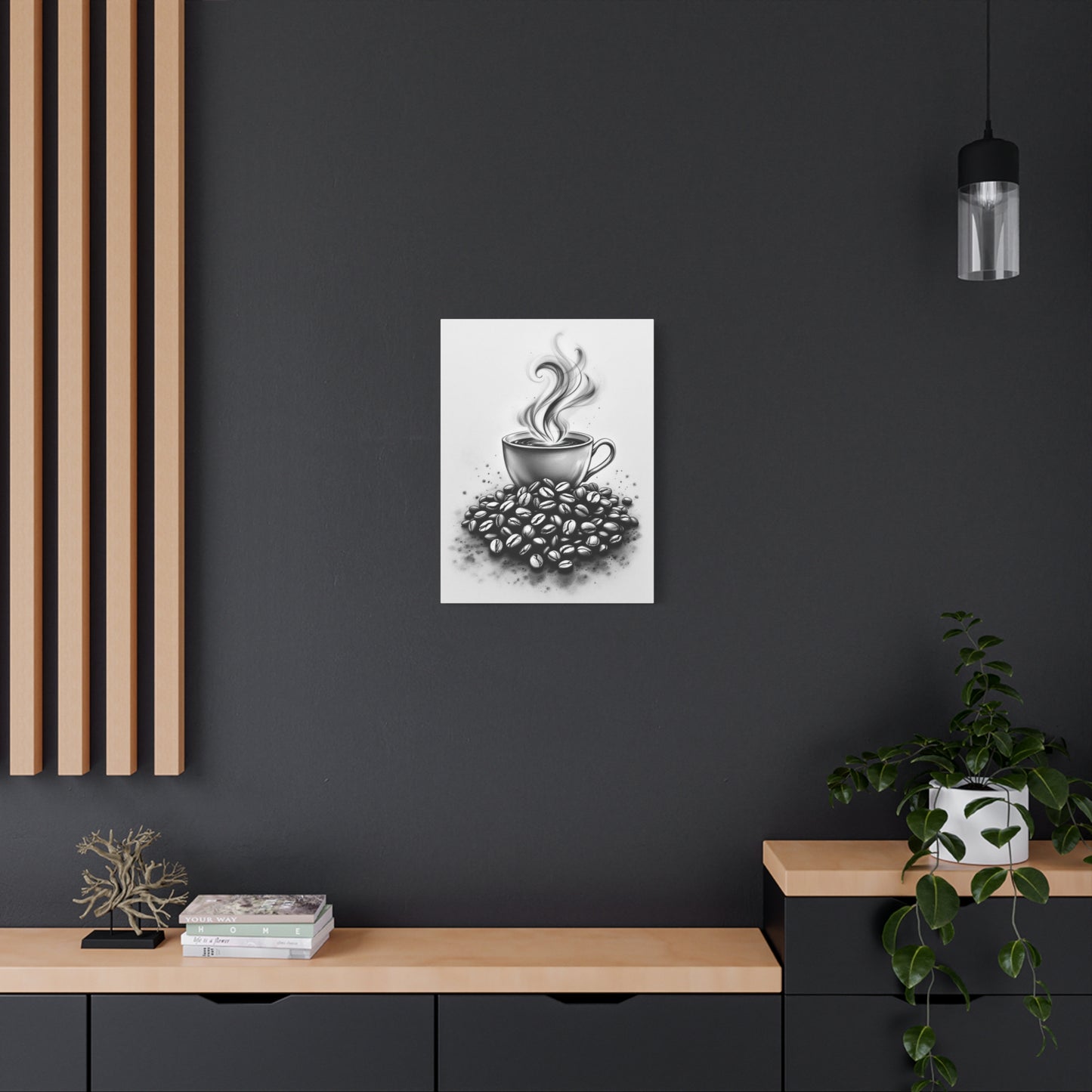 Coffee Art Matte Wall Art Canvas Print, Black and White Wall Art, Coffee Shop Decor, 18" X 24"
