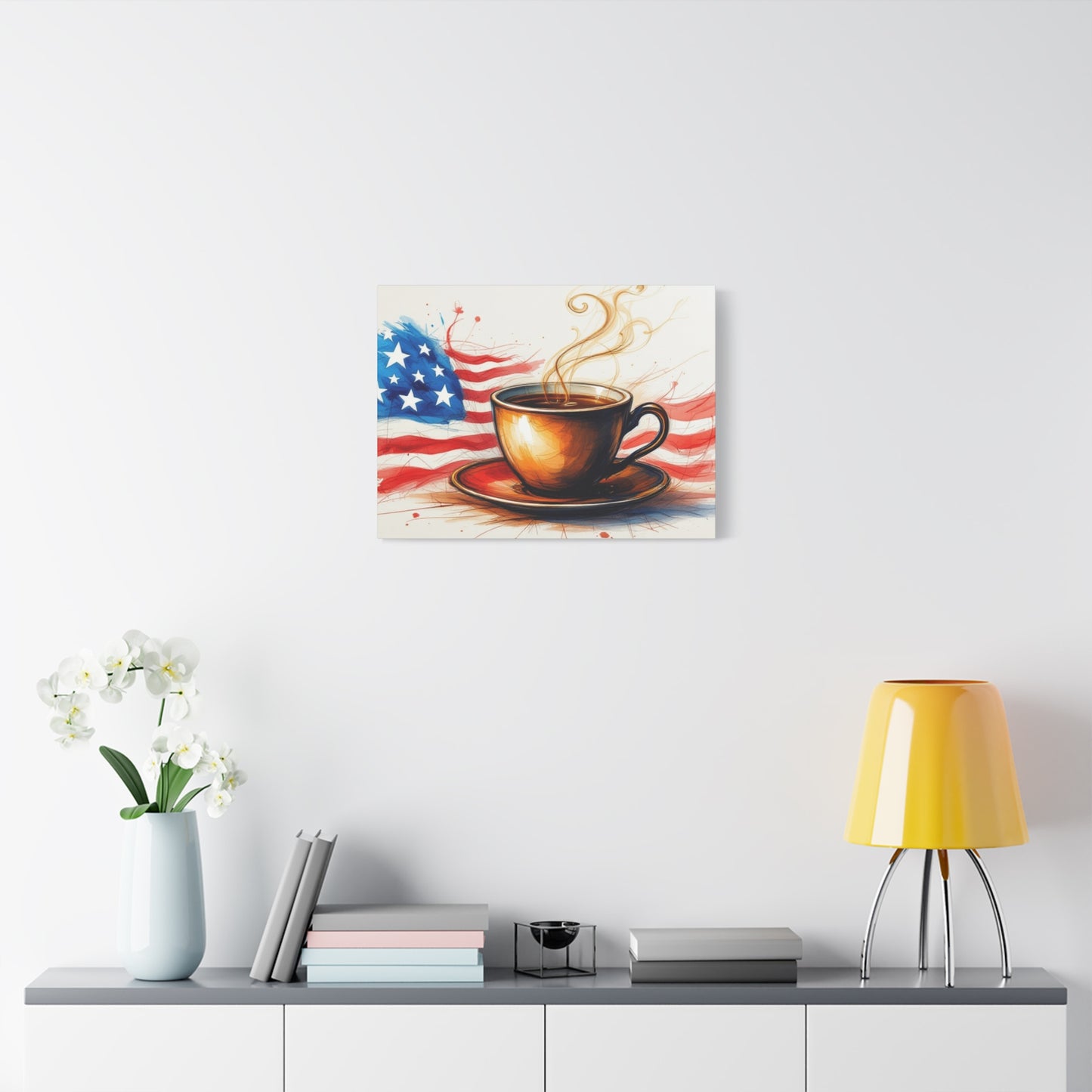 Patriotic Coffee Lovers Canvas Wall Art, 24” X 18”