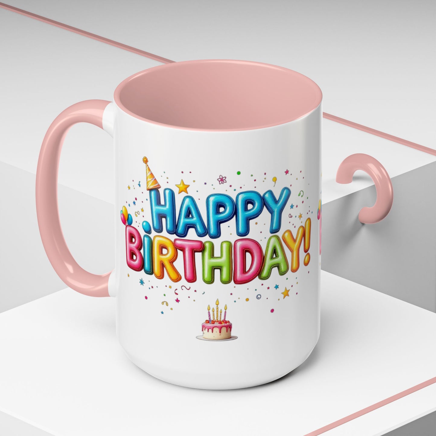Happy Birthday Coffee Mug, 2 color choices available, Large 15oz