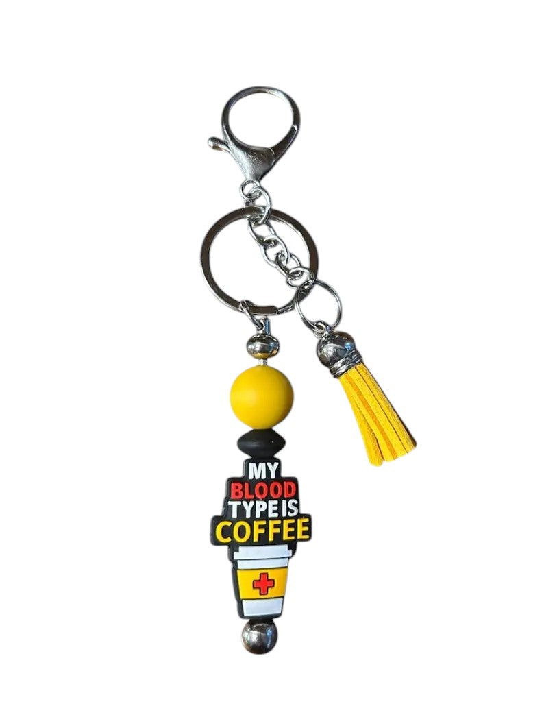 My blood type is Coffee silicone beaded keychain - Allegheny Avenue
