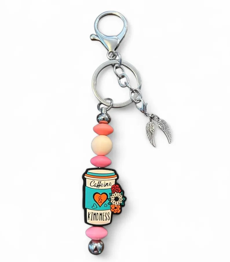 Caffeine & Kindness silicone beaded keychain - Allegheny Avenue