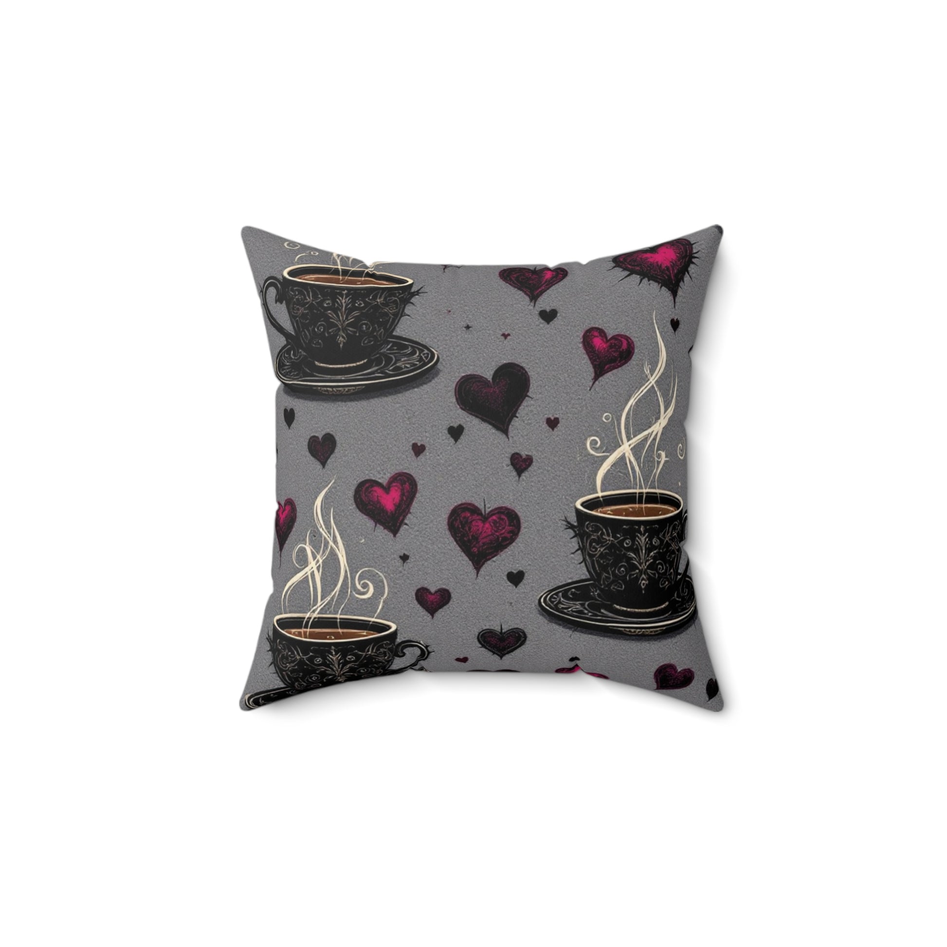 Cozy Coffee Lover's Faux Suede Pillow, Chic Home Decor - Allegheny Avenue