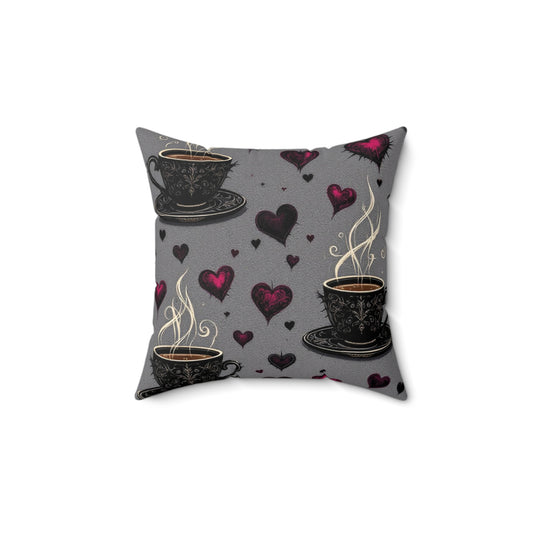 Cozy Coffee Lover's Faux Suede Pillow, Chic Home Decor - Allegheny Avenue