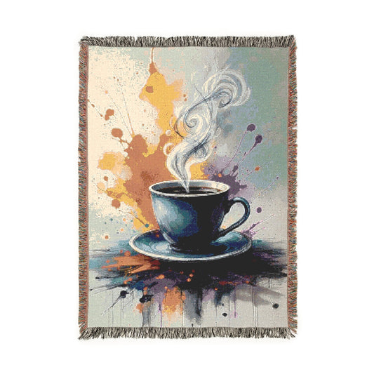 Artistic Coffee Lover's Woven Blanket