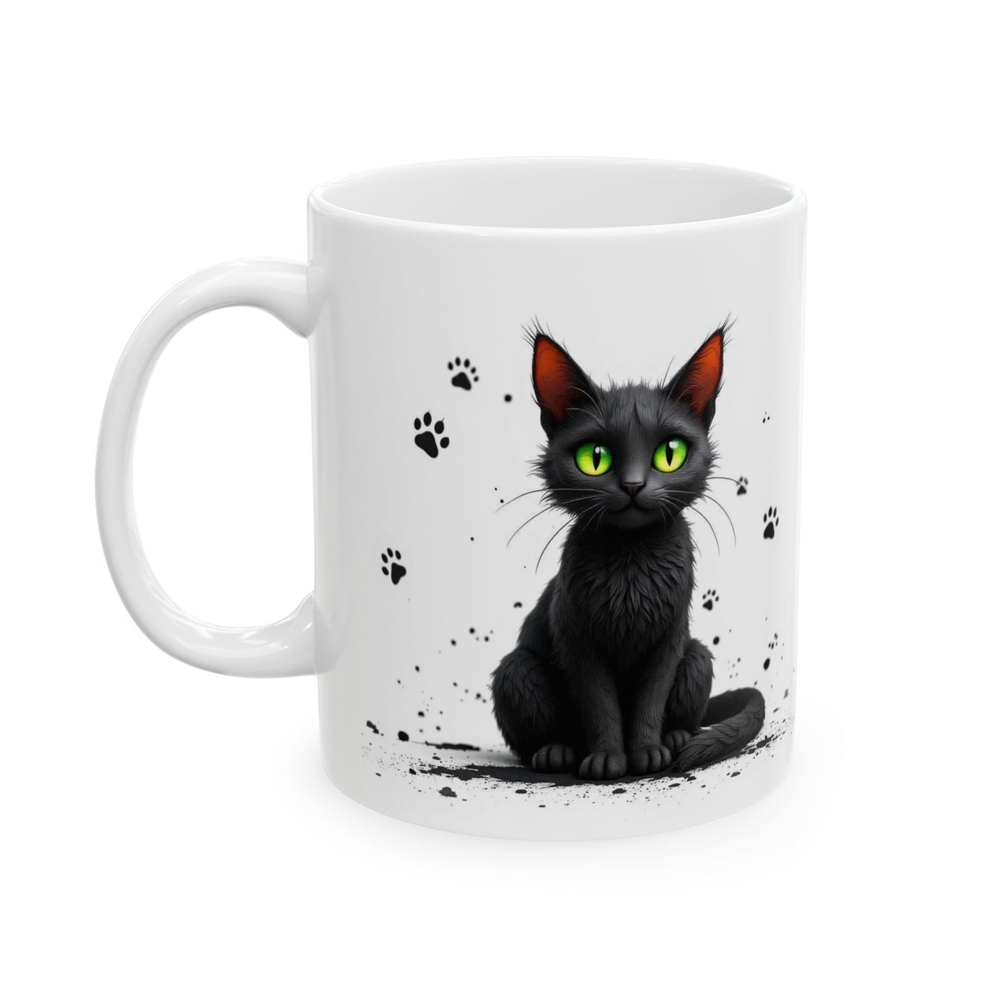 Black Cat Paw Print Ceramic Mug, Cat Lover Gift, Pet Adoption, Animal Enthusiast, Coffee Cup, Cute Cat Decor - Allegheny Avenue
