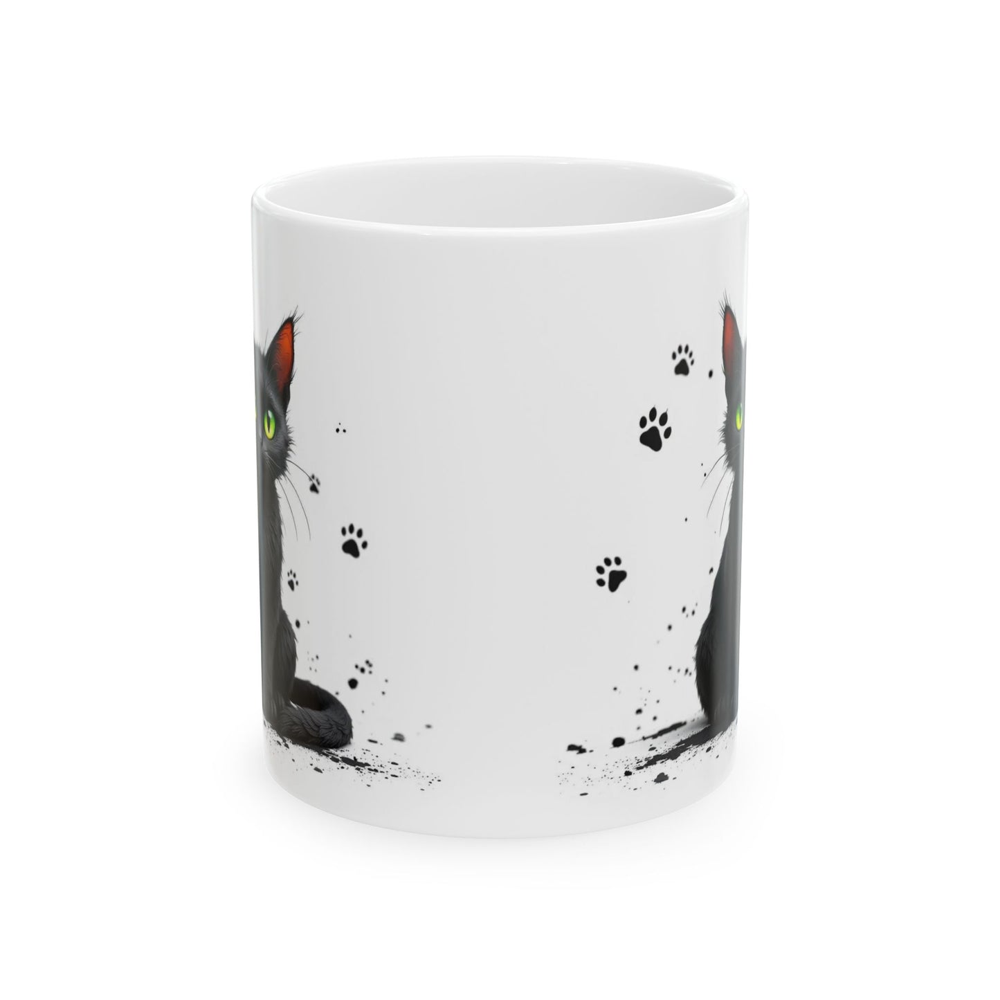 Black Cat Paw Print Ceramic Mug, Cat Lover Gift, Pet Adoption, Animal Enthusiast, Coffee Cup, Cute Cat Decor - Allegheny Avenue