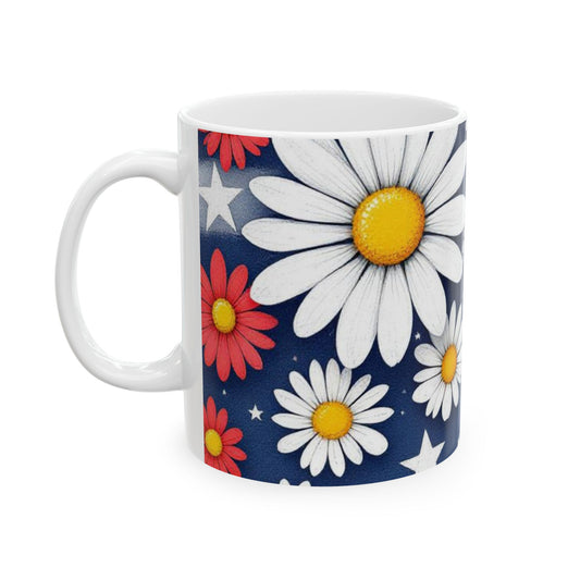 Patriotic Floral Ceramic Coffee Mug - Allegheny Avenue