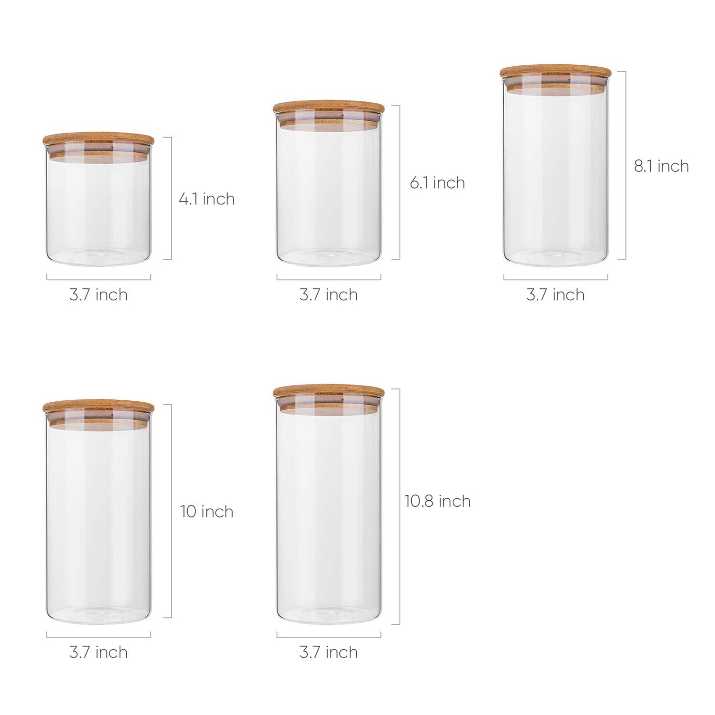 Glass Food Storage Containers, Food Jars with Bamboo Wooden Lids - Set - Allegheny Avenue