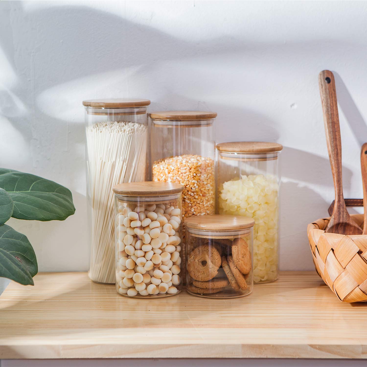 Glass Food Storage Containers, Food Jars with Bamboo Wooden Lids - Set - Allegheny Avenue