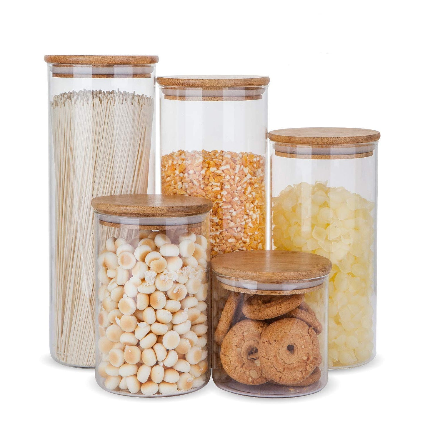 Glass Food Storage Containers, Food Jars with Bamboo Wooden Lids - Set - Allegheny Avenue