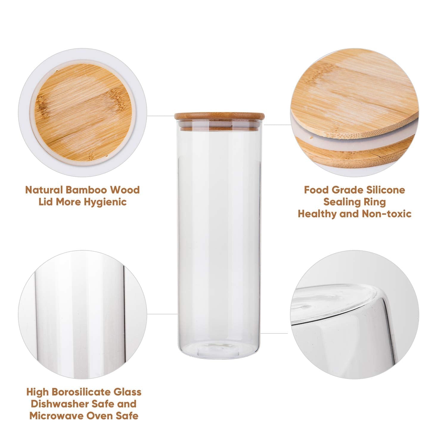 Glass Food Storage Containers, Food Jars with Bamboo Wooden Lids - Set - Allegheny Avenue