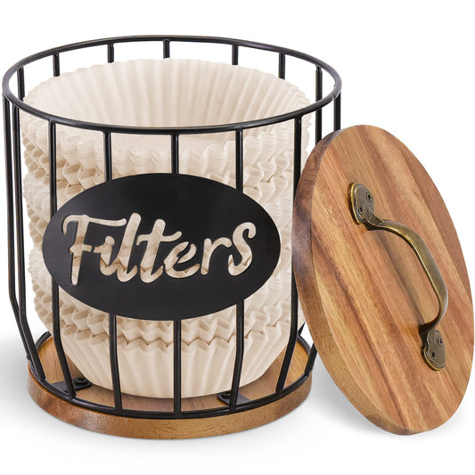 Rustic Coffee Filter Holder with Lid, Acacia Coffee Filter Holder - Allegheny Avenue
