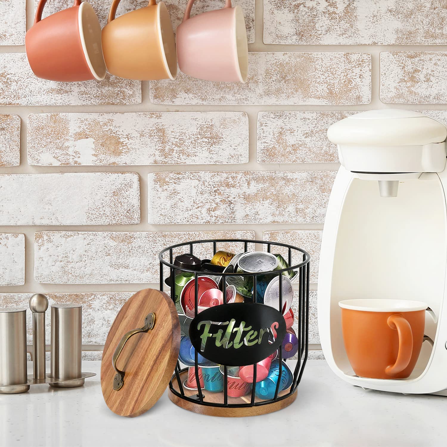 Rustic Coffee Filter Holder with Lid, Acacia Coffee Filter Holder - Allegheny Avenue