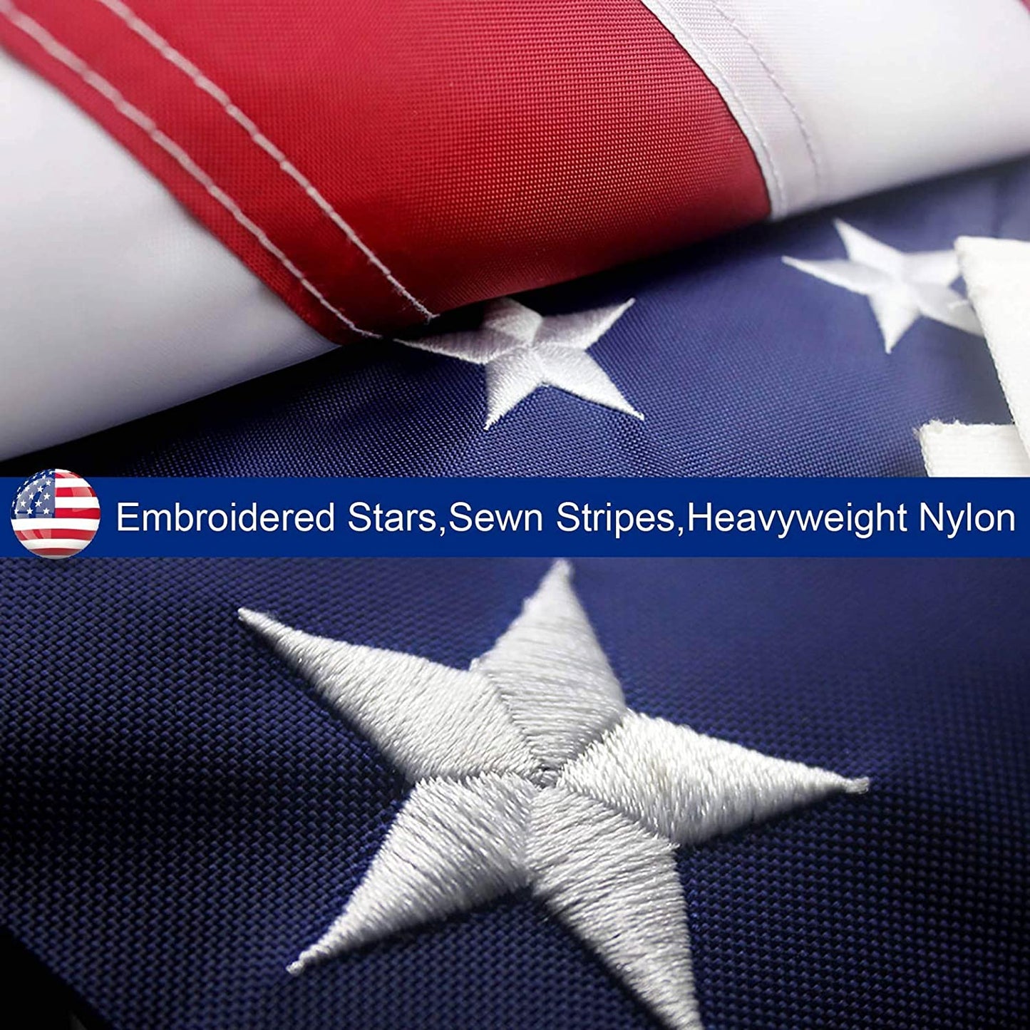 American Flag Outdoor Heavy Duty Embroidered Stars USA Flag - Allegheny Avenue