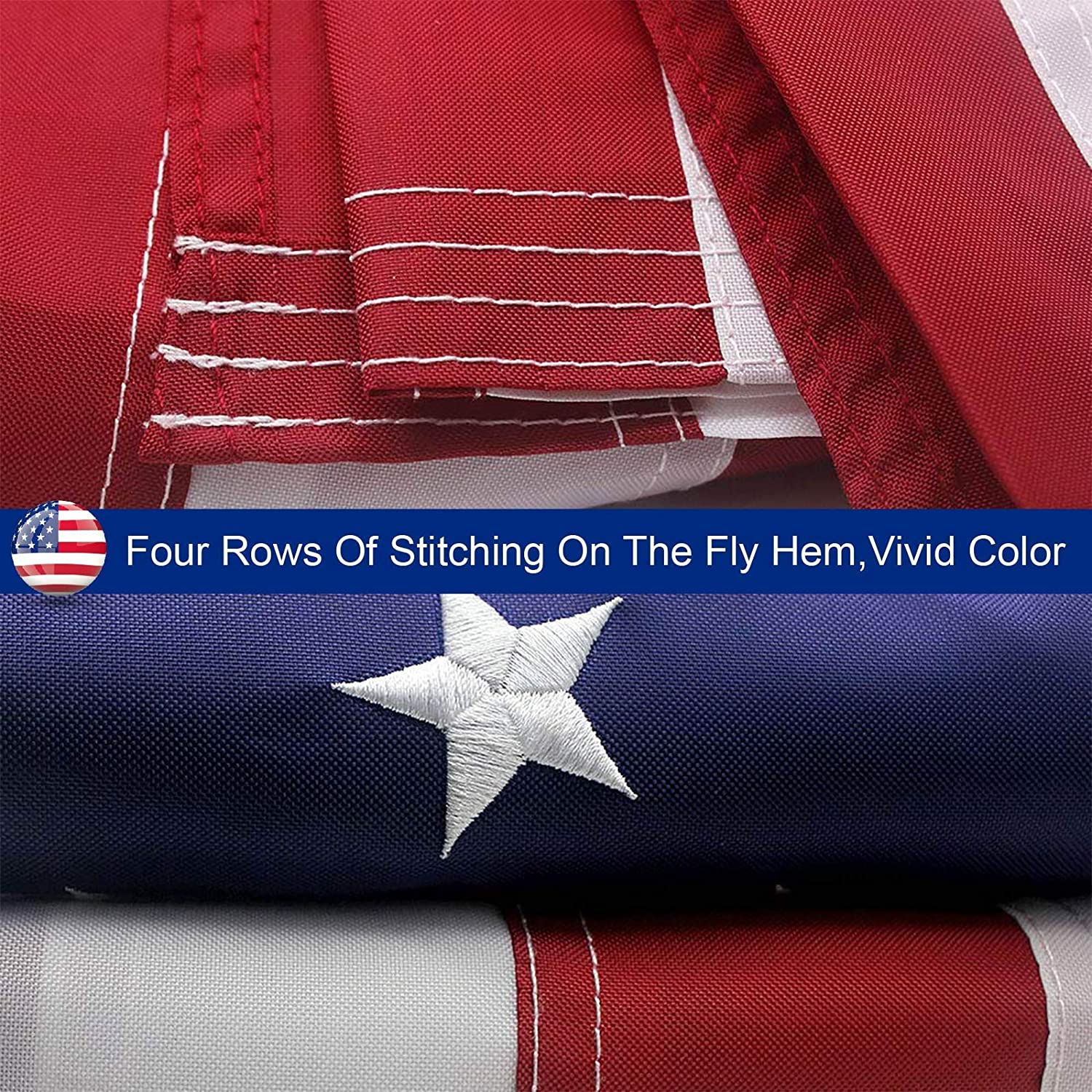 American Flag Outdoor Heavy Duty Embroidered Stars USA Flag - Allegheny Avenue