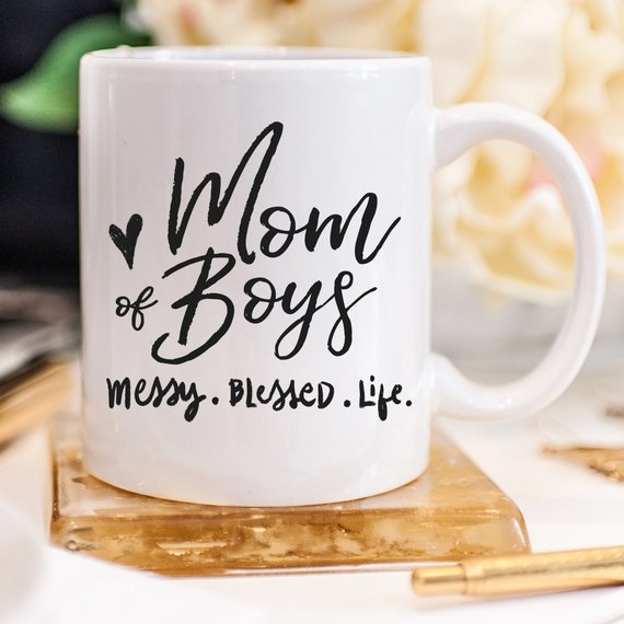 Mom Of Boys Coffee Mug, Messy. Blessed. Life. - Allegheny Avenue