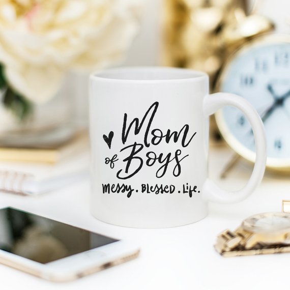 Mom Of Boys Coffee Mug, Messy. Blessed. Life. - Allegheny Avenue