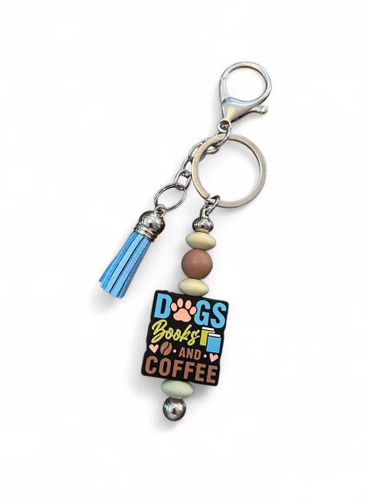 Dogs, Books and Coffee, silicone beaded keychain - Allegheny Avenue